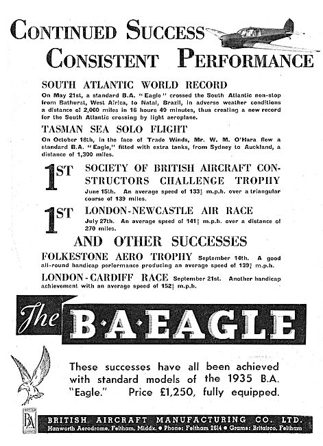 British Aircraft  B.A.Eagle World Records W.M.O'Hara             