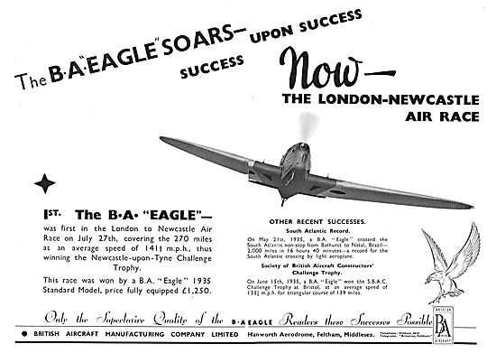 British Aircraft  B.A.Eagle 1935 Advert                          