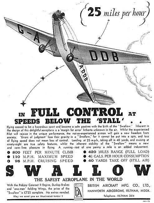 British Aircraft  B.A. Swallow G-AADB                            