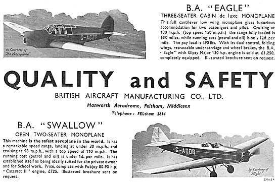 British Aircraft  B.A.Swallow. B.A.Eagle                         