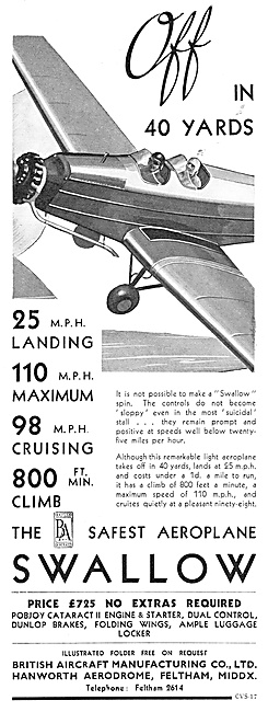 The British Aircraft Manufacturing Co. British Aircraft Swallow  