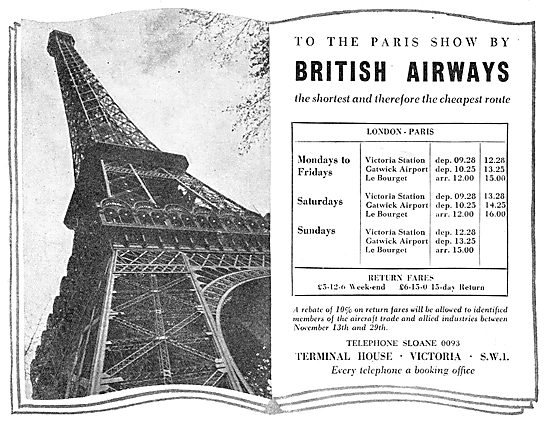 British Airways. Hillmans - United - Spartan. Fastest To Paris   