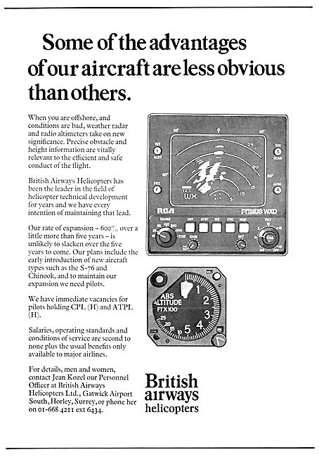 British Airways Helicopters Pilot  Recruitment Advert 1978       