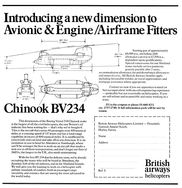 British Airways Helicopters Engineering Recruitment 1980         