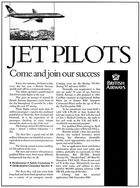 British Airways Pilot Recruitment 1988                           