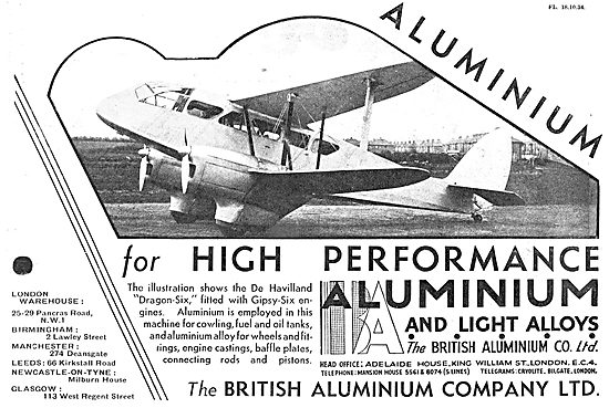 British Aluminium - Aircraft Manufacturing. DH Dragon Six        