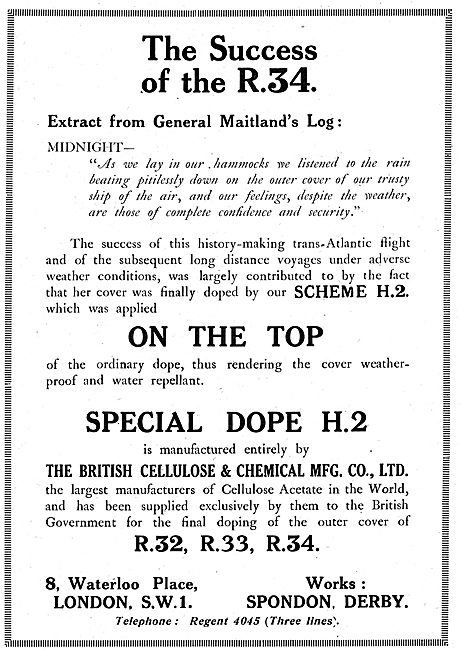 British Cellulose H.2. Airship Doping Scheme                     