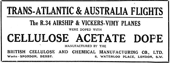 The R34 & Vickers Vimy Were  Doped With British Cellulose Acetate