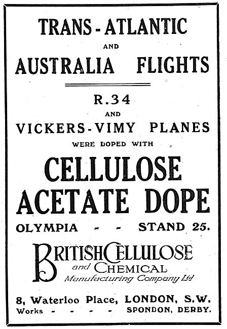 British Cellulose Acetate Dope Chosen For Australia Flights      