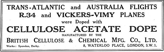 British Cellulose  Cellulose Acetate As Used On The R34  & Vimy  