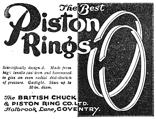 British Chuck Aero Engine Piston Rings 1917                      