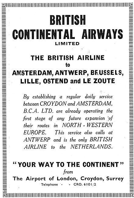 British Continental Airways - Your Way To The Continent          