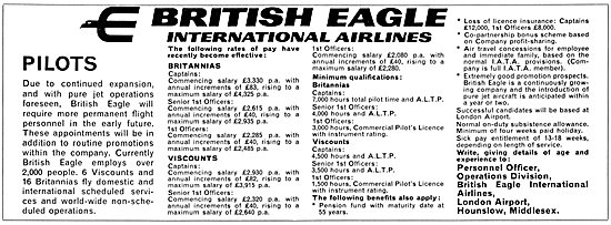 British Eagle.Pilot Recruitment 1965                             