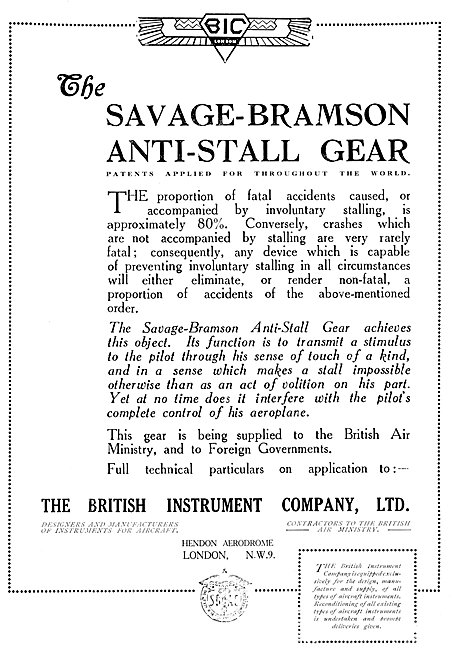 Savage-Bramson Anti Stall Gear For Aircraft                      