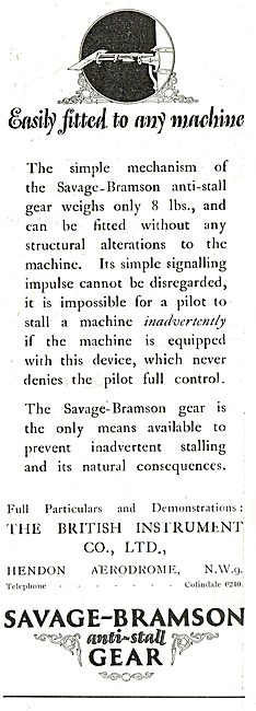 Savage-Bramson Anti Stall Gear For Aircraft                      