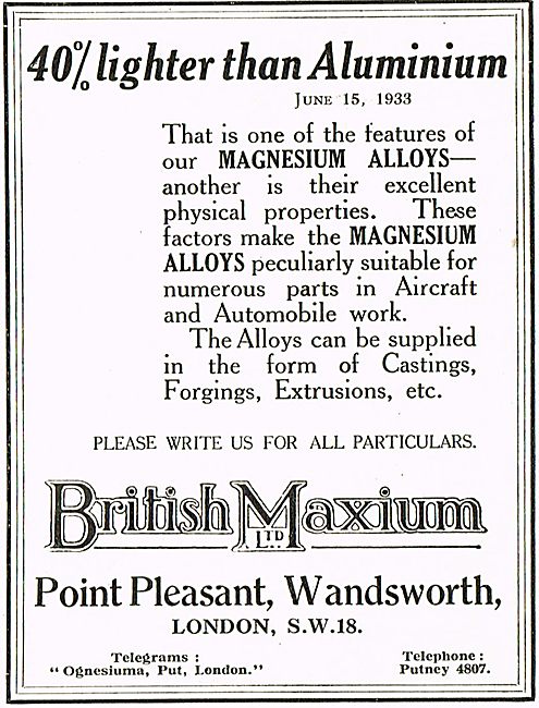British Maxium Magnesium Alloys                                  