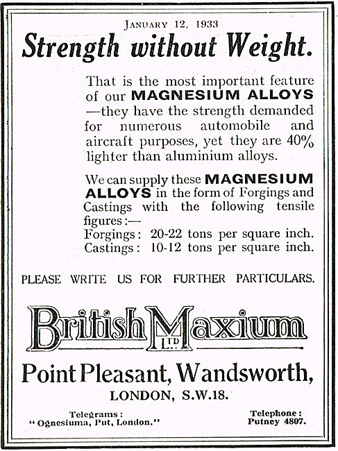 British Maxium Magnesium Alloys                                  