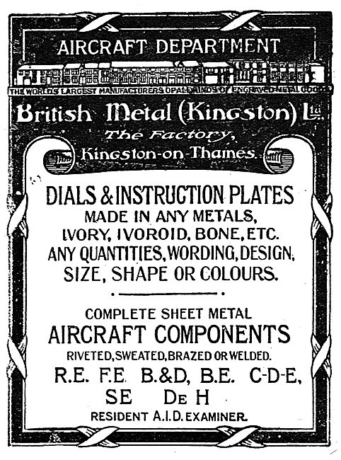 British Metal (Kingston) - Aircraft Dials & Instruction Plates   