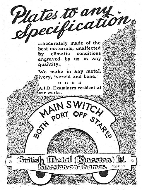 British Metal (Kingston) - Aircraft Dials & Instruction Plates   