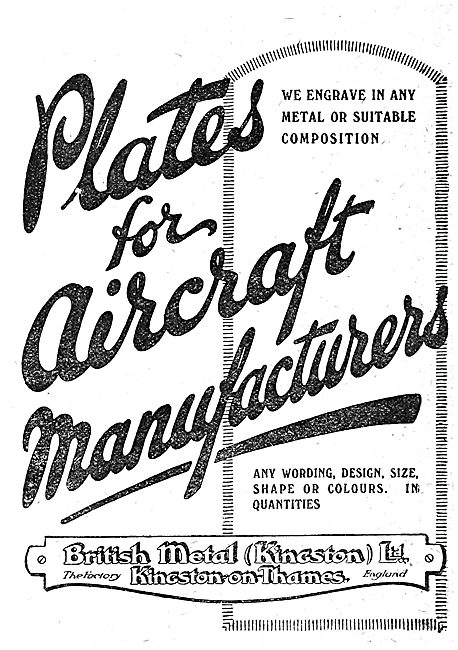 British Metal (Kingston) - Aircraft Dials & Instruction Plates   