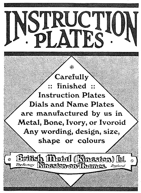 British Metal (Kingston) - Aircraft Dials & Instruction Plates   