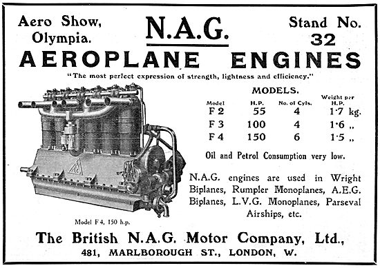 British N.A.G. Aero Engines - 1913                               