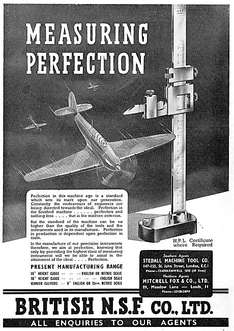 British N.S.F. Precision Measuring Instruments 1943 Advert       