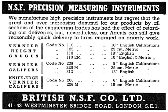 British N.S.F. Precision Measuring Instruments                   