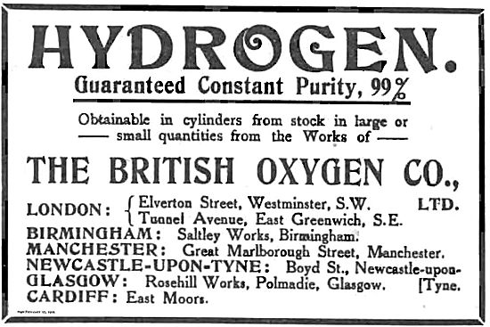 British Oxygen Co For Pure Hydrogen                              