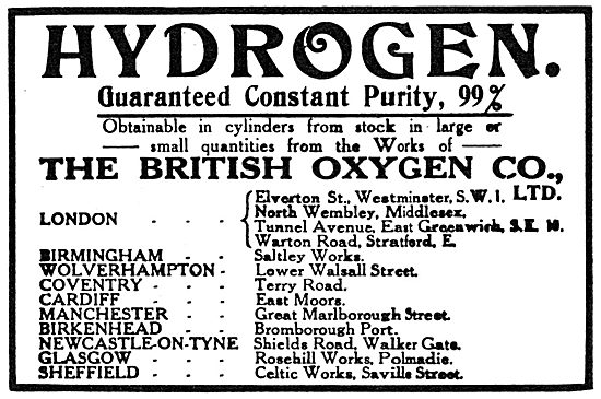 British Oxygen Company - BOC Hydrogen 1919                       