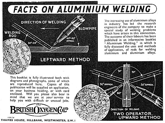 British Oxygen Company - BOC Aluminium Welding 1937              