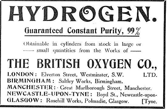 Guaranteed 99% Pure Hydrogen From The British Oxygen Co          