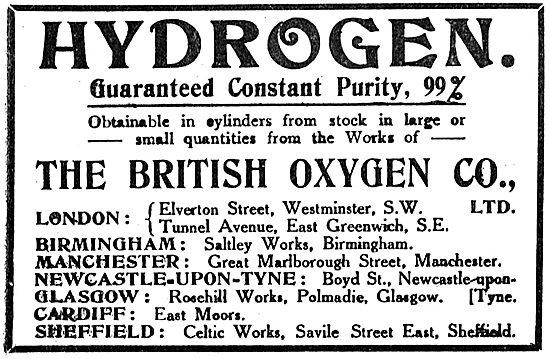 British Oxygen Co - 99% Pure Hydrogen For Airships & Dirigibles  