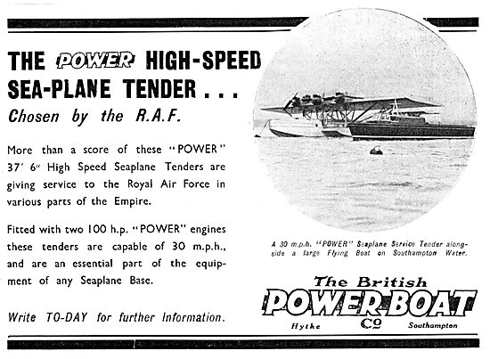 British Power Boat Company High-Speed Sea-Plane Tender 1933      