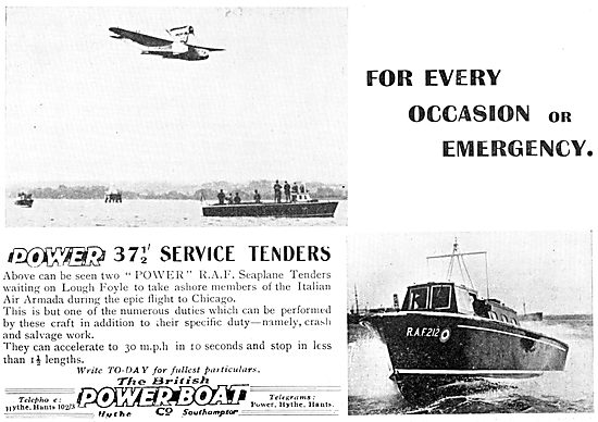 British Power Boat Company 37' RAF Service Tenders 1933          