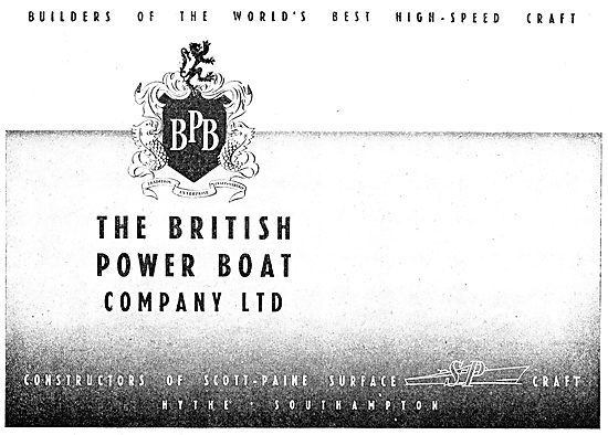 British Power Boat Company - Scott-Paine Surface Craft           