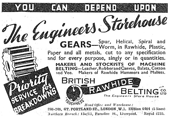 British Rawhide Gears In Rawhide, Plastic, Paper & Metals        