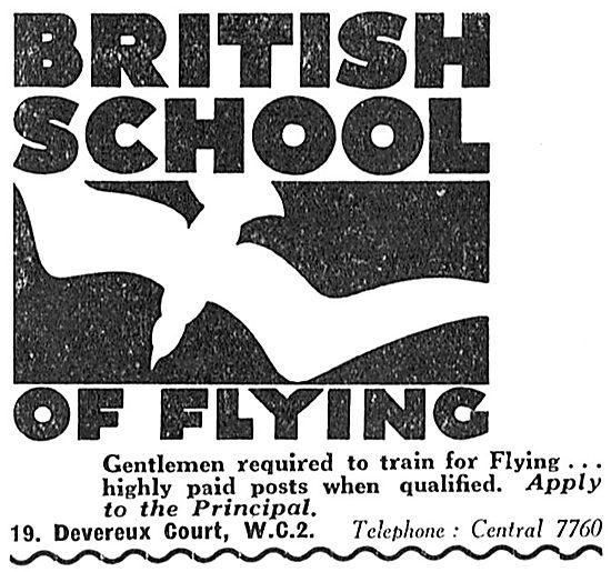 Gentlemen Required To Train For Flying British School Of Flying  
