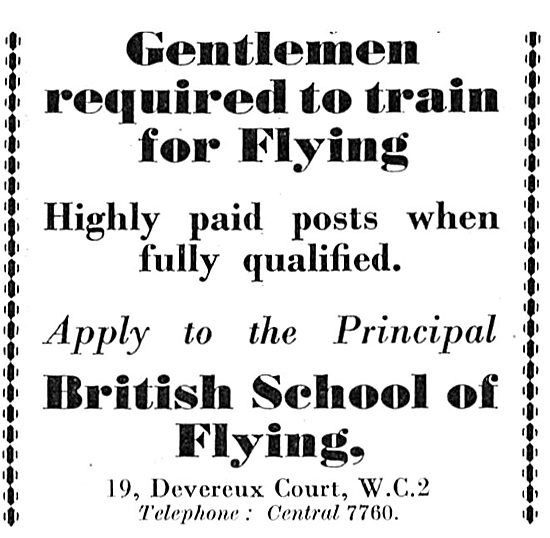 British School Of Flying Highly Paid Posts When Qualified        