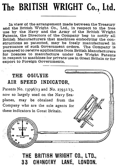 British Wright - The Ogilvie Air Speed Indicators                