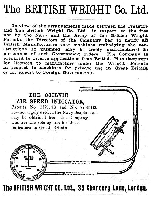 British Wright - The Ogilvie Airspeed Indicator                  