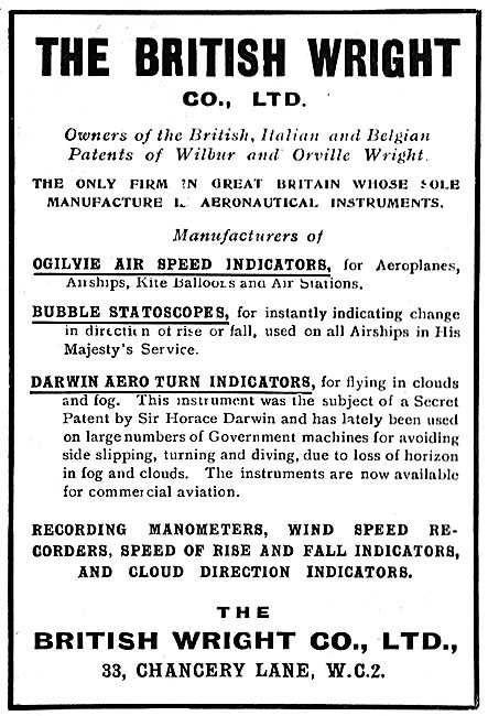 British Wright - Bubble Statoscopes & Darwin Turn Indicators     