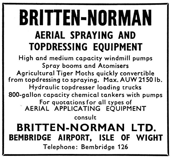 Britten-Norman Aerial Spraying & Top Dressing Aircraft Equipment 