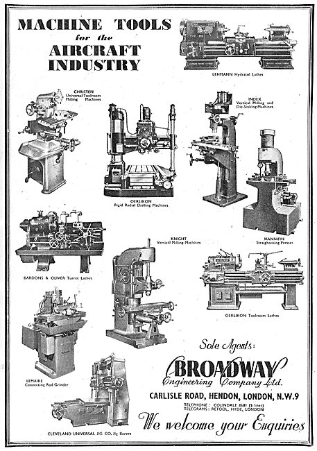 Broadway Engineering Co: Machine Tool Agents. Lemare, Knight. etc