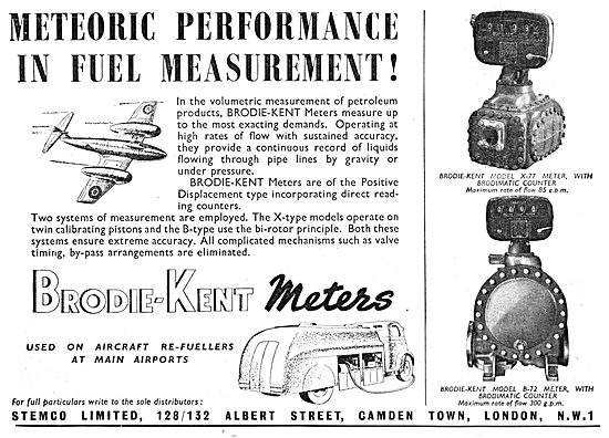 Brodie-Kent Fuel Meters For Aircraft Re-Fuellers. Stemco         