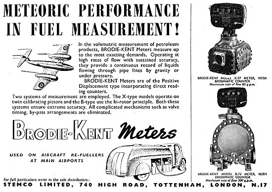 Brodie-Kent Fuel Meters For Aircraft Re-Fuellers. Stemco         