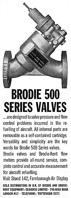 Brodie-Kent Series 500 Fuel Valves  For Aircraft Refuellers.     