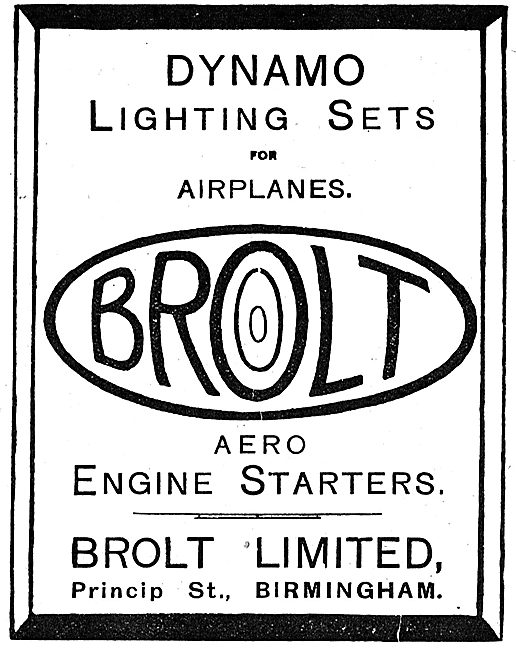 Brolt Ltd. Princip St.  Dynamo Lighting Sets For Aircraft.       