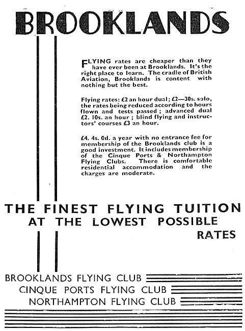 Brooklands School Of Flying 1933                                 