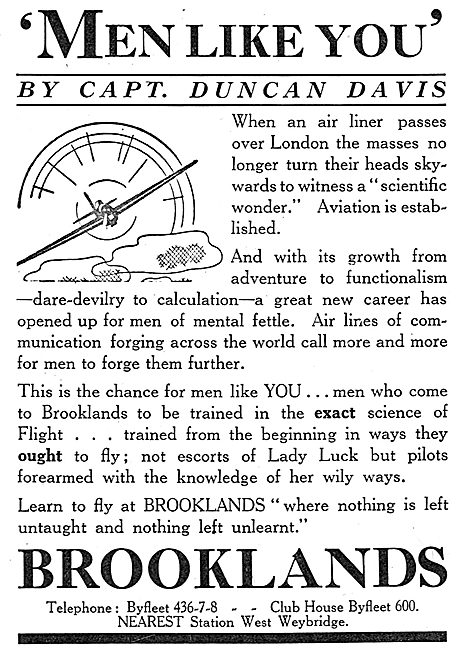 Brooklands Aerodrome, Flying Club & Facilities                   